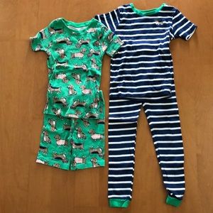 Bundle of Carter’s Dog Print and Stripes Short Sleeved Pajama Sets Size 7